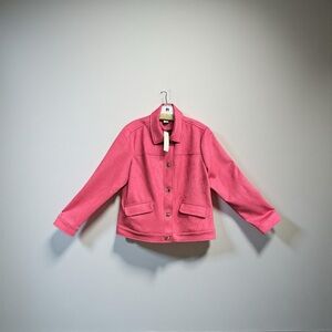 Women’s Chico's Scuba Suede Collared LS Leather/Outerwear in Raspberry